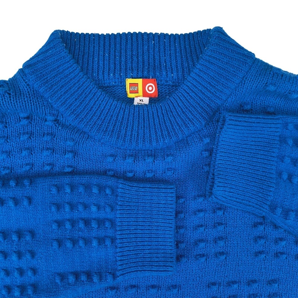 LEGO x Target Blue Textured Brick Knit Pullover Sweater Mens XL RN17730